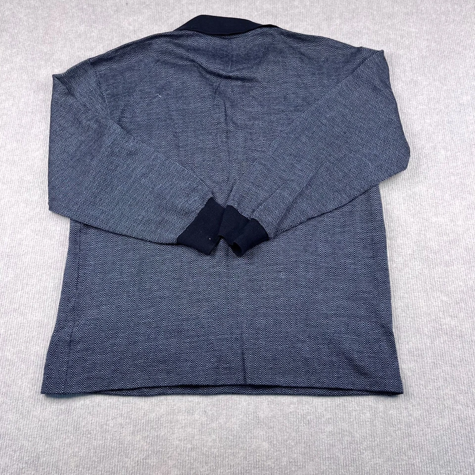 Dunhill Polo Shirt Mens Medium Navy Chevron Pure Wool Long Sleeve Collared - image 2 of 4