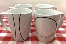 Vintage Corelle Coordinates Simple Lines Mugs Coffee Cups -Set of 4