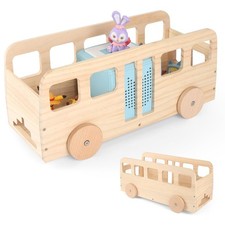 Bus for Tonies Box 1/2 Organizer Shelf Storage, Wooden Bus Storage Holder for...