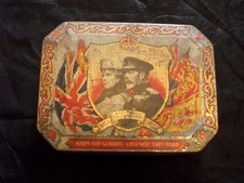 Vintage Biscuit Tin King George V & Queen Mary Silver Juberlee used