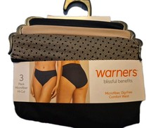 Nwt Warners Blissful Benefits XL/8 Tummy Smoothing Hi-Cut Panties 3 PACK Undies