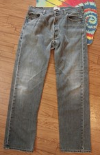 VTG Original Levi's 501 Straight Leg Gray Jeans mens 34x33 Button Fly fade
