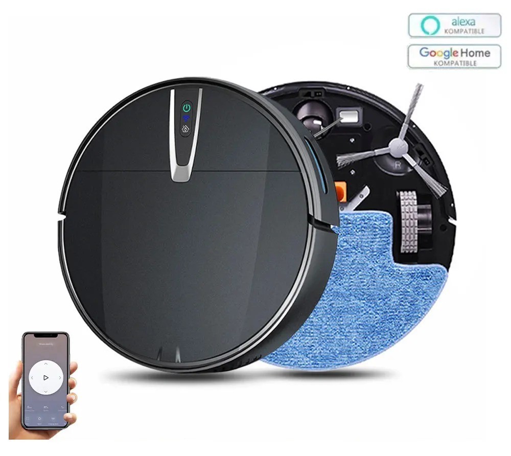 Smart Robot Vacuum Cleaner – Auto Charging, App Control, Powerful Suction, Black