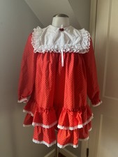 Vtg 1977 Disney Winnie The Pooh Red Polka Dot Dress Girls 8 Lace Collar Holiday
