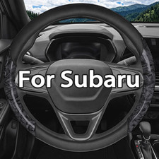 15 Steering Wheel Cover Genuine Leather For Subaru Peach Wood Black Anti-skid 15 Steering Wheel Cover Genuine Leather For Subaru Peach Wood Black Anti-skid