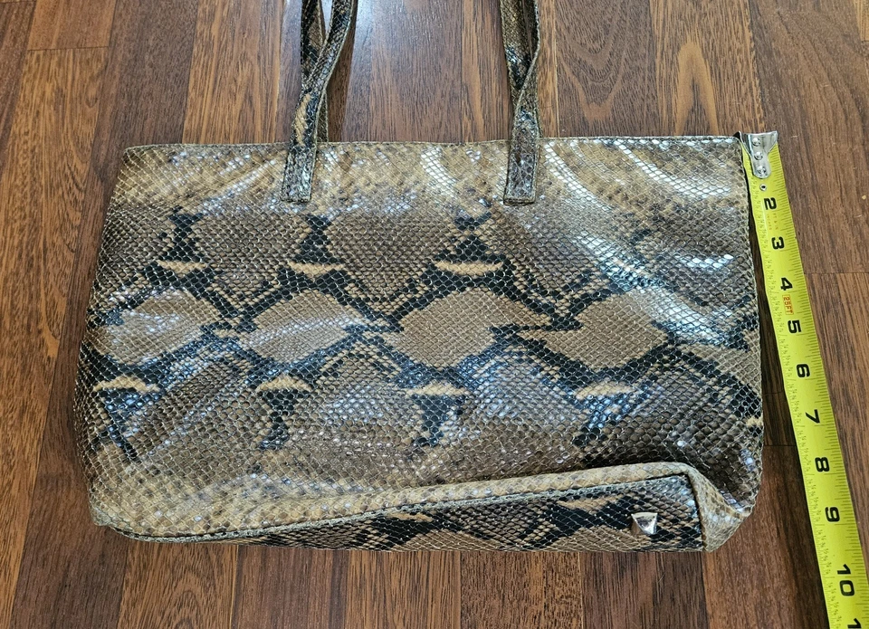 Cartera de Mano de Colección RARA Charles David Nathalie M Geniune Marrón Negro Piel de Serpiente Foto 3 de 4
