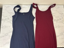 Ambience Shein Ribbed Tank Dress Bodycon Sleeveless Womens L Red Blue Lot Of 2
