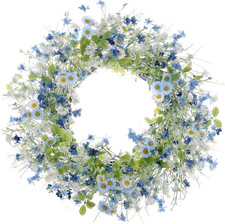 Artificial Daisy Wreath,22 Inch Spring Wreath Colorful Summer Wreath Floral Wrea