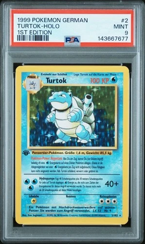1999 Pokémon TURTOK BLASTOISE Holo Rare #2/102 1st Edition Base Set PSA 9 MINT
