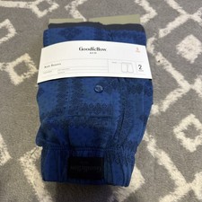 NEW Goodfellow  Co Knit Boxers 2 Pair Blue  Gray Adult Small 28/30 SU107 