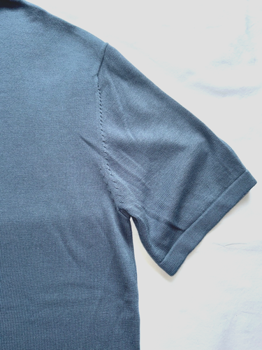 Perry Ellis TECH KNIT OPEN POLO SWEATER Shirt Golf Blue Mirage Size S New - Picture 6 of 9
