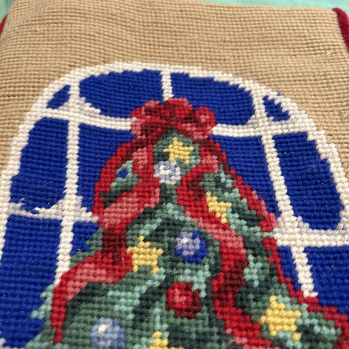 Needlepoint Christmas Stocking Christmas Tree Presents Window - Picture 2 of 12