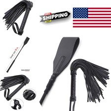18 Inch Equestrian Riding Crop Whip Black Leather Ergonomic Design for Comfort