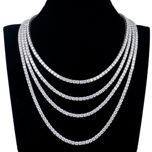 Authentic 2/3/4/5/6mm VVS1 Moissanite Tennis Chain 925 Silver White Gold Plated Pass Test