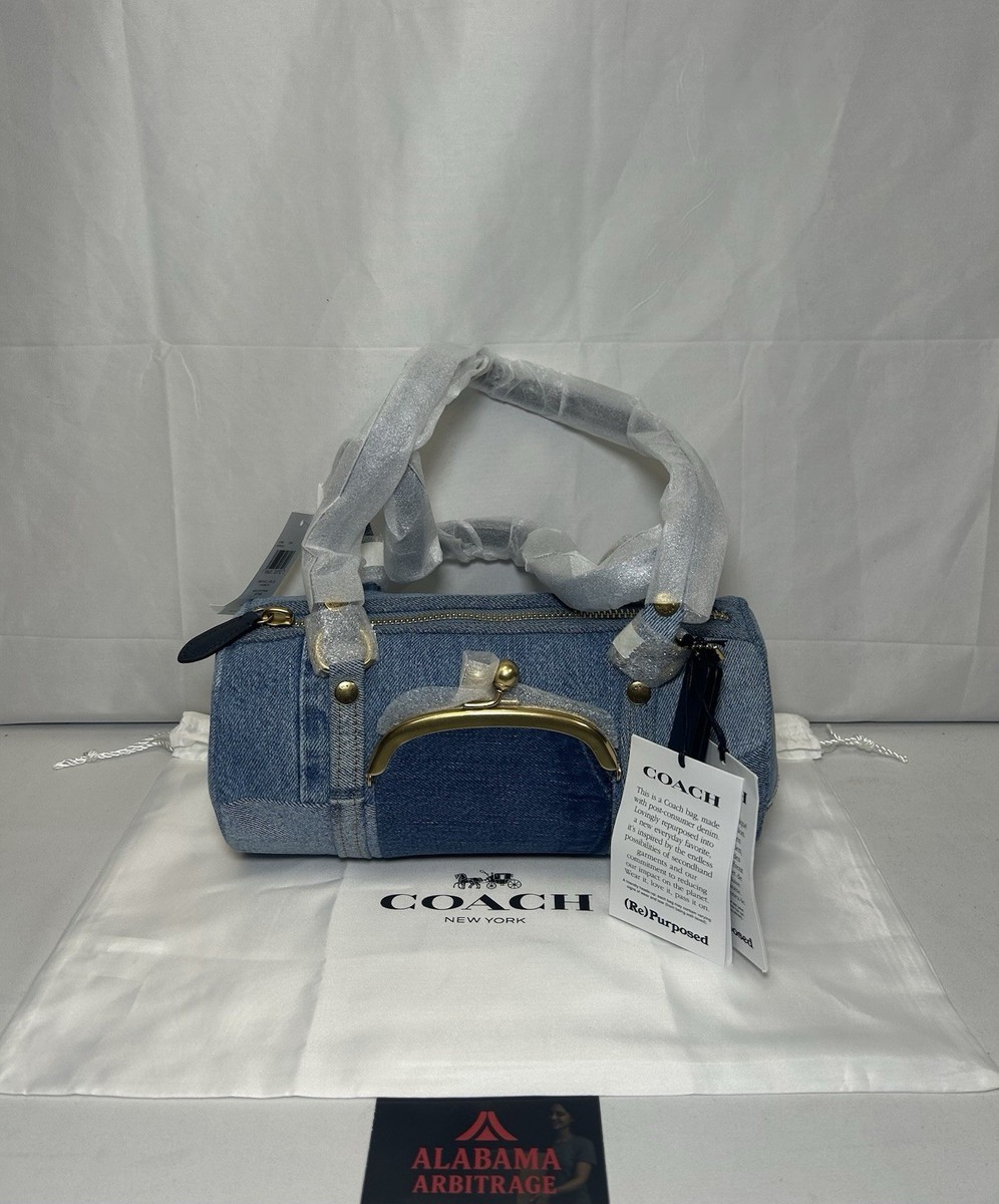 Coach Kisslock Barrel Bag 28 In Repurposed Denim Brand New with