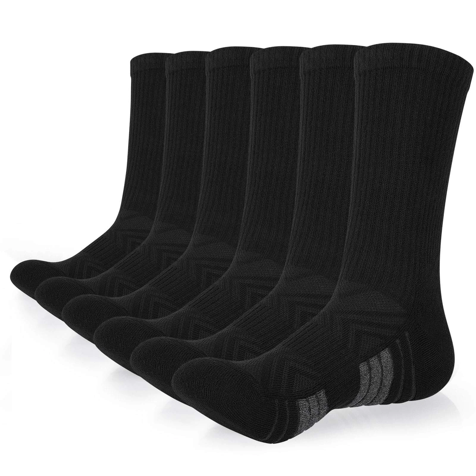 coskefy Sports Socks Thick Cushion Walking Thermal Crew 3-5, Carbon Black