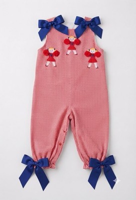 The Bailey Boys 9M Gingham Cheerleader Romper Southern Prep Baby Girls Vintage