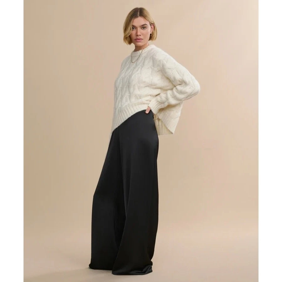 Pantalón Jenni Kayne Demi Negro Mezcla de Rayón Sedoso Pierna Ancha Pantalones Nuevos con Etiquetas Foto 2 de 4