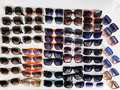 50 Pc Women s Square Frame Sunglasses Lot Oversized Y2K Fashion 11 Styles UV400
