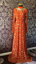 Tory Burch Bespoke Made Orange Sequin Embellished Dress Red Carpet US 4 / UK 8