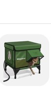 Indoor/Outdoor Elevated Cat House w/ Escape Door, heated pad, waterproof.