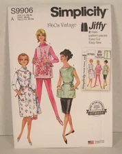 Simplicity Jiffy 1960s Vintage Aprons in 2 Lengths Pattern #9906 Misses' XS-XL