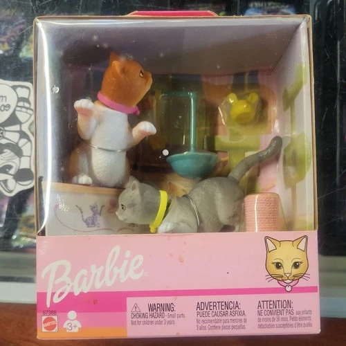 Vintage 2002 Barbie Doll Bobblehead Nodder Lot of 2 Cats NEW Playset