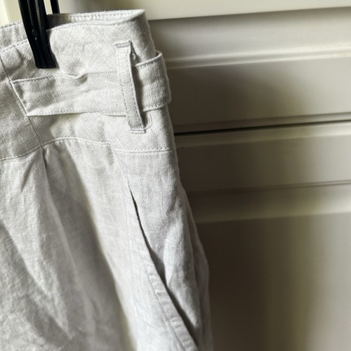 Nwt Poerty Wide Leg Linen Trousers Ice Grey Pleated Yarn Dyed Women’s Size 14 - Picture 6 of 14