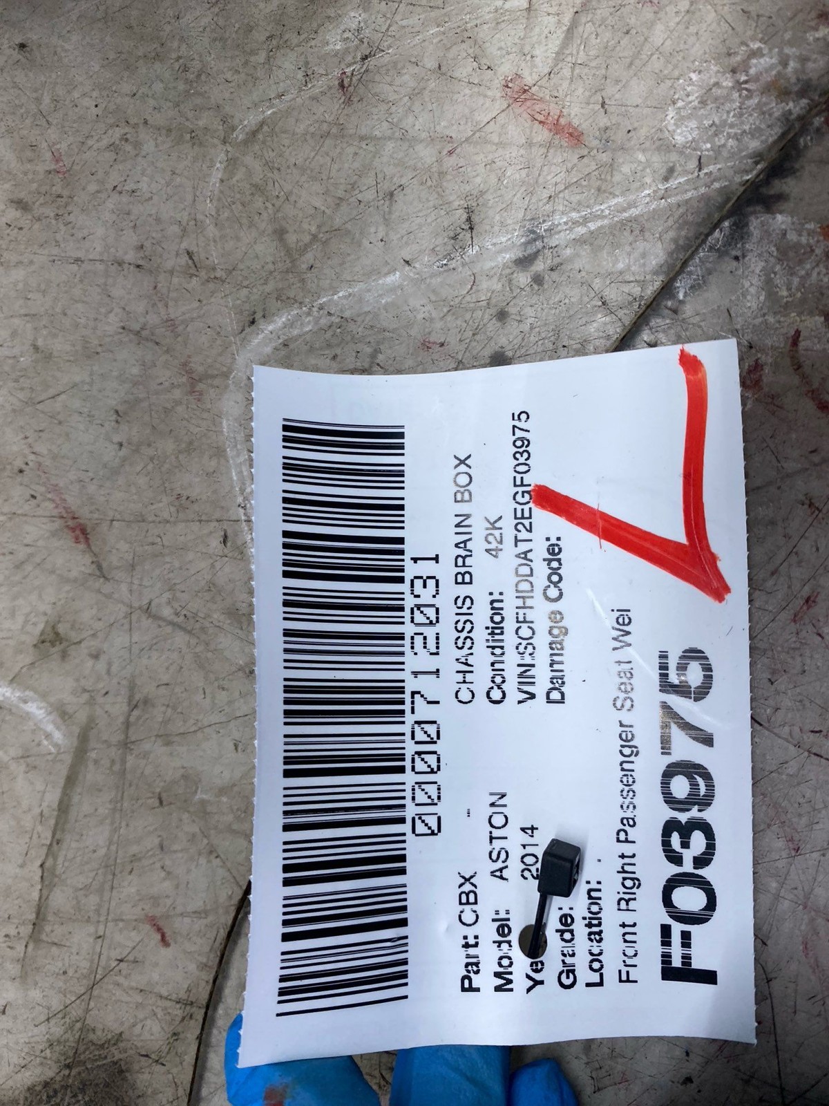 2014 Aston Martin Rapide Front Right Passenger Seat Weight Sensing Module Unit