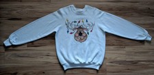 Vtg 90s Lee Made in USA Christmas Sweatshirt Large L White Reindeer Novelty