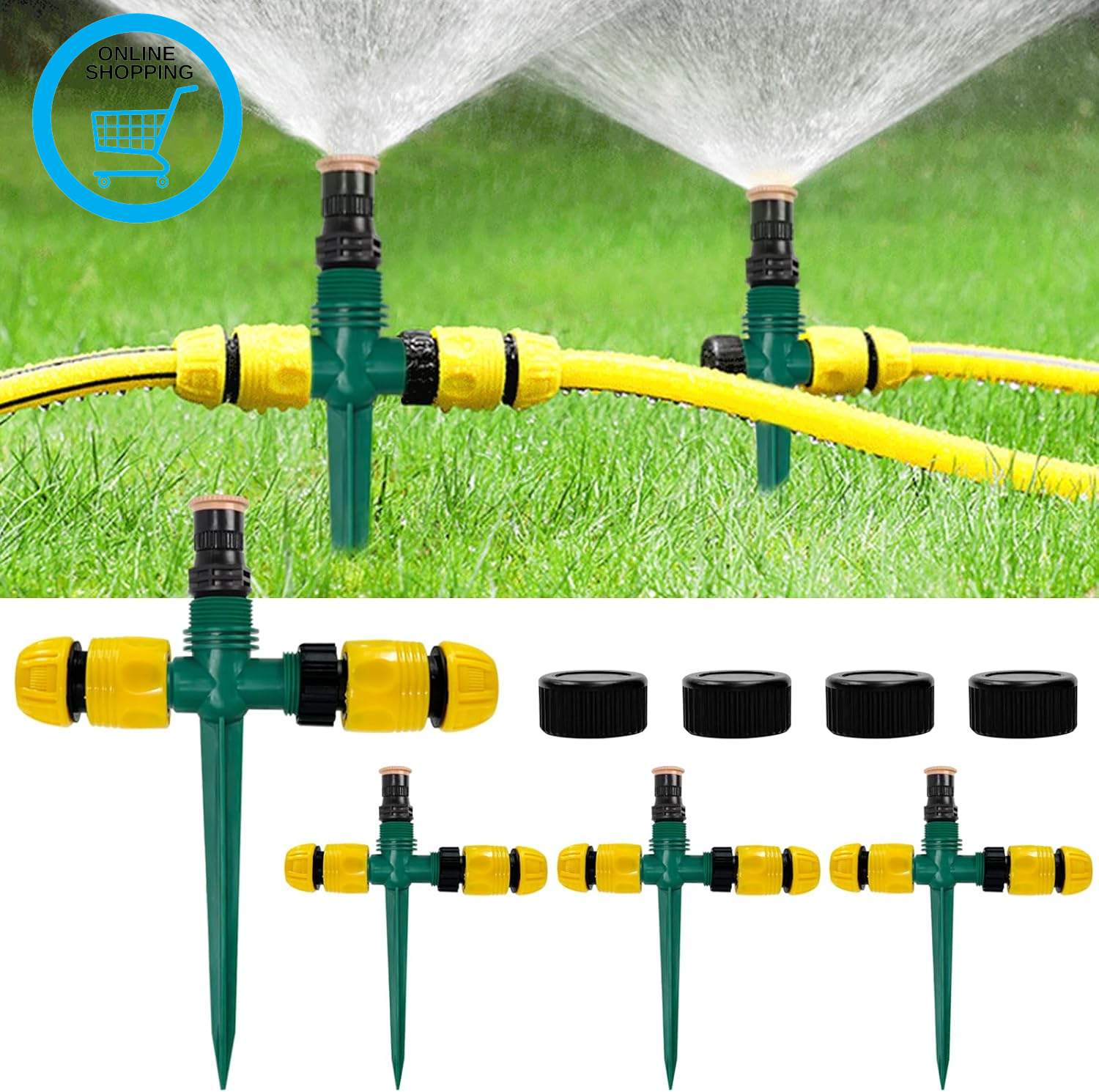 4 Pcs Garden Sprinkler, Lawn Sprinklers Water Sprayer 360 Degree Rotating Water