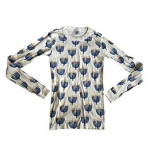 Hanna Andersson White  Blue Pajama Top MENORAH Print Youth Size 14