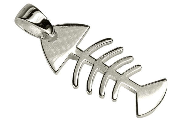 Silbermoos AnhäNger Schmuck Halskette Fisch Skelett GräTe 925 Sterling Silber-image