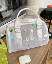Alo Yoga Mini Sheer White Duffle Bag – Mesh Crossbody Gym Travel Tote NWT
