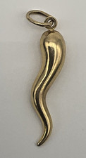14K Yellow Gold High Polished Italian Horn Pendant
