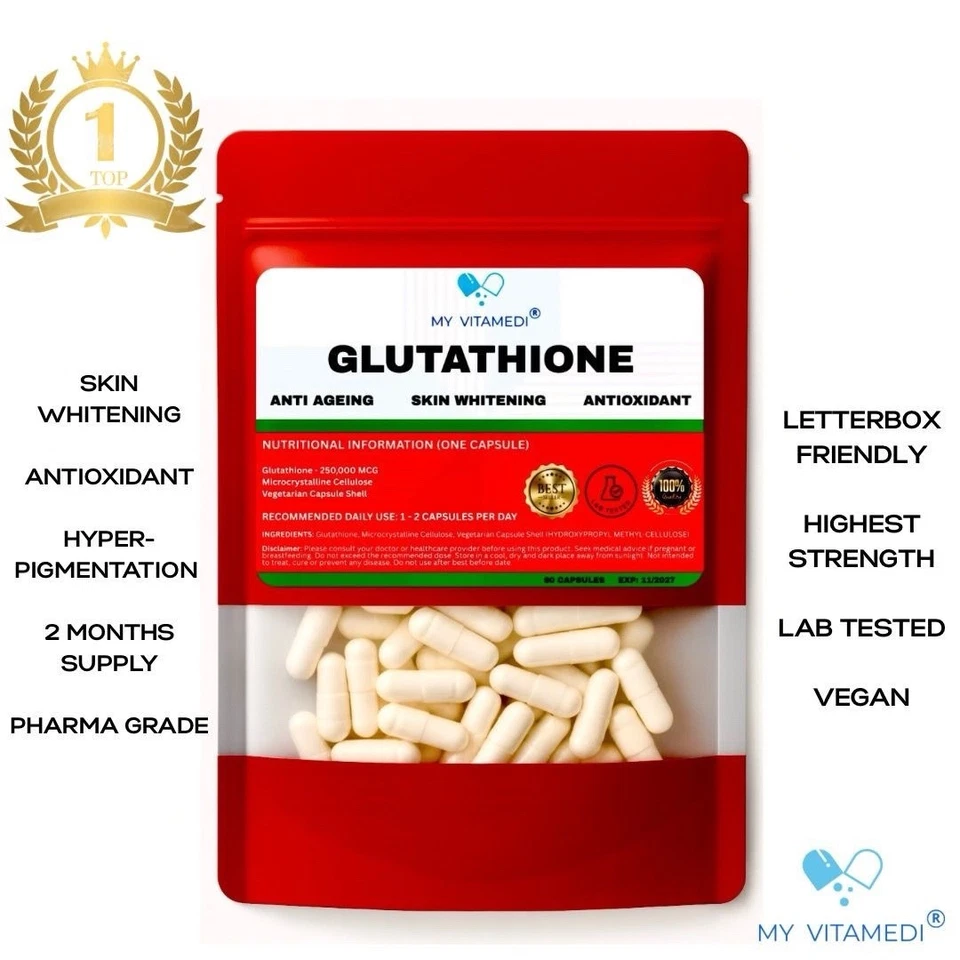 MY VITAMEDI GLUTATHIONE SKIN WHITENING CAPSULES - 250,000MCG | 60 CAPSULES | 2 MONTH SUPPLY