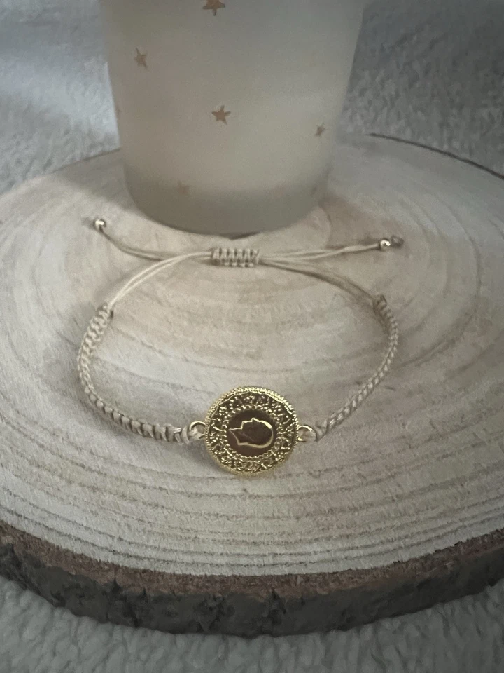 🌸Ceyrek Bileklik|Armband| vergoldet|Altin Kaplama-Atatürk Münze|Makramee Beige - Bild 2 von 4