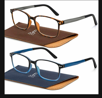ASTY MEMO 2-Pack Rectangular Full Rim Plastic Eyeglass Frames Multicolor