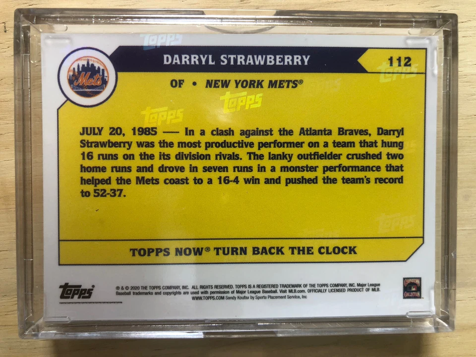 Darryl Strawberry 2020 TOPPS NOW Turn Back The Clock #112 LOT OF 20  (PR 494) - Image 2 of 4