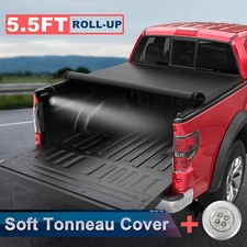 5.5FT Roll Up Bed Truck Tonneau Cover For 2009-2024 Ford F150 w/ LED Waterproof
