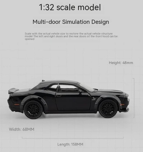 Modelo de coche Dodge Challenger Hellcat de aleación con puertas y luces de trabajo 1:32 - Imagen 4 de 8