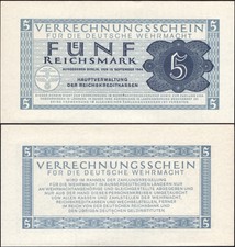 5 Reichsmark 1944 - Billet original pour les forces armées allemandes - "AU" - #A18a-5
