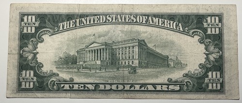 1950 D $10 Ten Dollar Bill ERROR Gutter Fold Federal Reserve Note Vintage Old - Picture 6 of 8