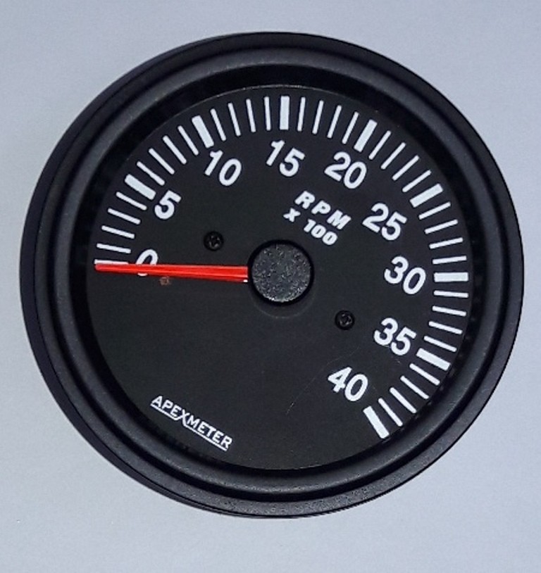 Tachometer 04000 RPM pickup Sensor Driven Black Bezel+Sensor