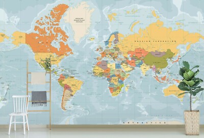 3D Color Plate 282NAO World Map Wallpaper Mural Removable Self-adhesive Amy