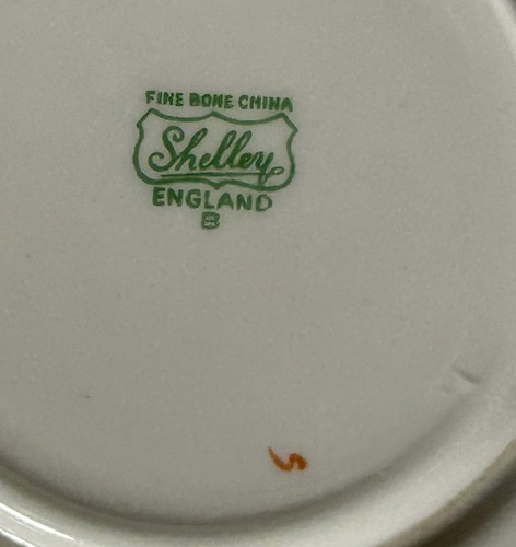Shelley Summer Fruit Gainsborough Shape Bone China Cup & Saucer Vintage Green - Picture 6 of 8