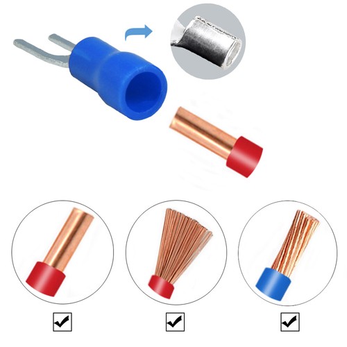 1000 × Blue 22-16 AWG #10 Stud Insulated Fork U Crimp Wire Terminal SV1.25-5S - Picture 6 of 8