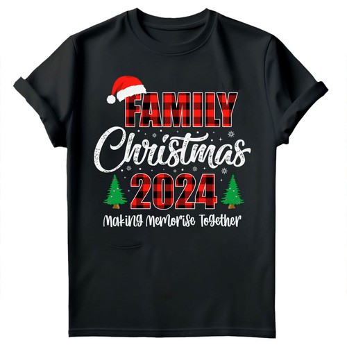 Rustic Christmas Family T-Shirt Red Santa Hat Making Memories Together 2024 #MC - Picture 14 of 23