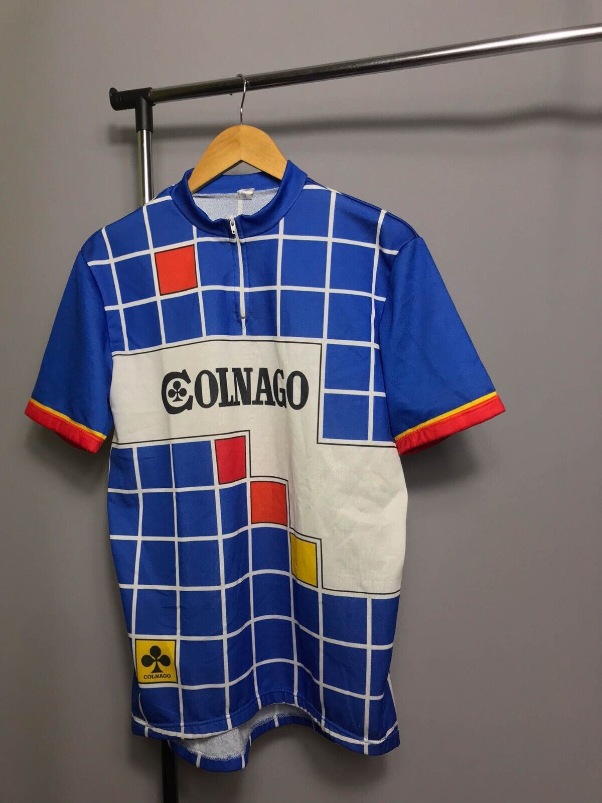 Maillot Cyclisme Vintage Colnago – Années 80/90 – Bleu, Zip – Homme Taille 7