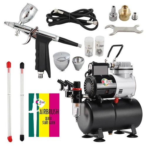 OPHIR Air Brush Compressor Kit Dual Action Spray Gun f Body Paint Tanning Hobby